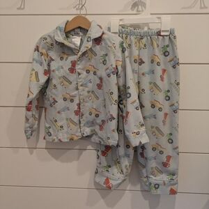 Wildkin Trains, Planes, Trucks Flannel button down pajamas, Size 4